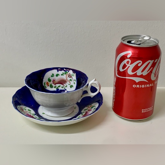 19th Century Antique Gaudy Welsh Feather Pattern Cup & Saucer Tea Set - Picture 8 of 16